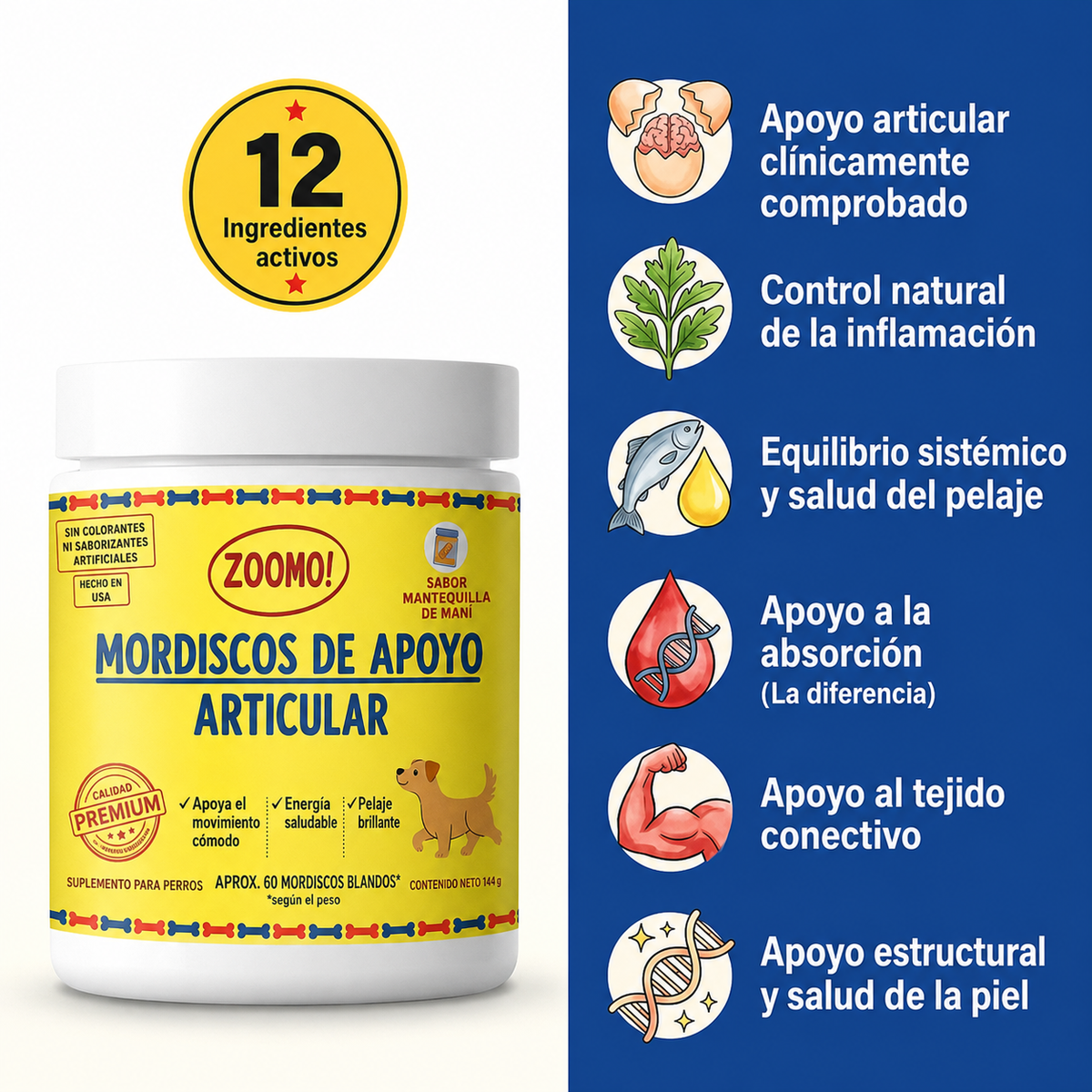 2X1 SNACK ZOOMO - COMBATE EL DOLOR ARTICULAR DE PERROS ADULTOS.